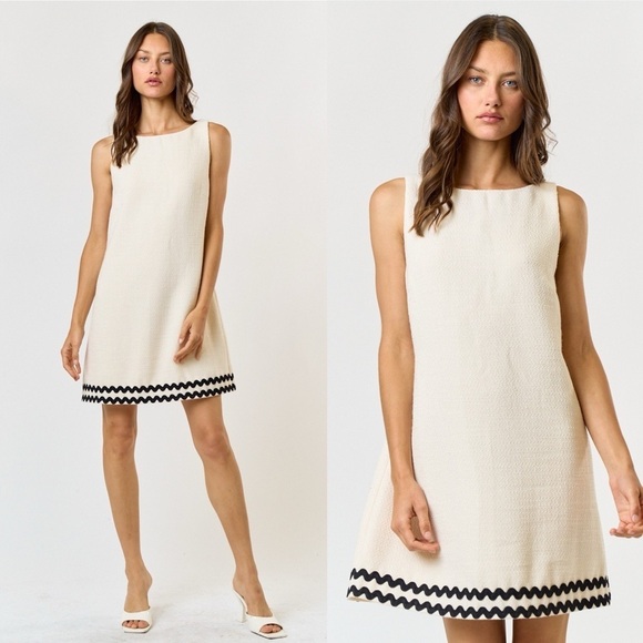 139. Elegant Scalloped Hem Bouclé Mini Dress - Picture 2 of 2